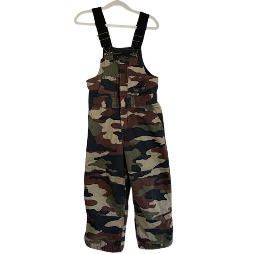 Walls Blizzard Pruf Insulated Camo Hunting Kids Bib Overalls Size S Full Zip Leg